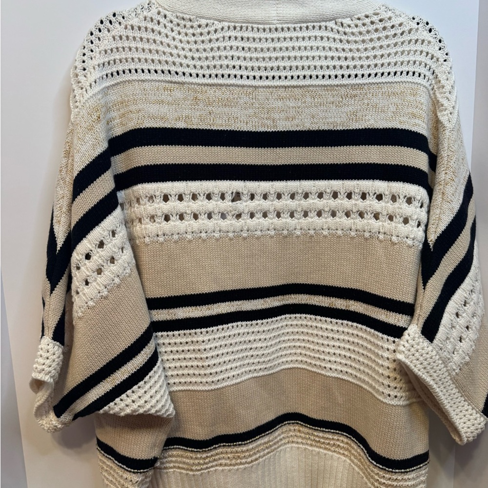 Tahari Women’s Striped Cream and Black Cardigan size Large NWT - Picture 5 of 5
